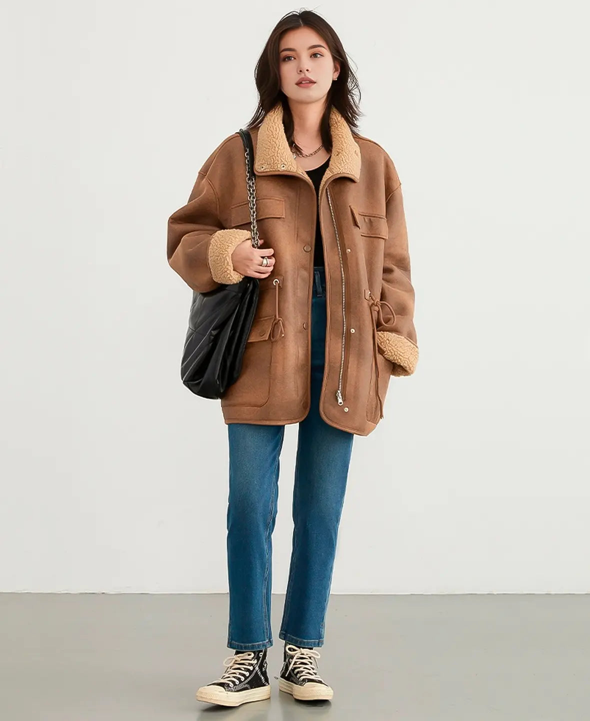 Çift Taraflı Shearling Parka