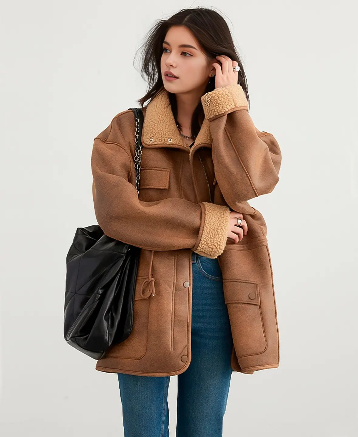 Çift Taraflı Shearling Parka