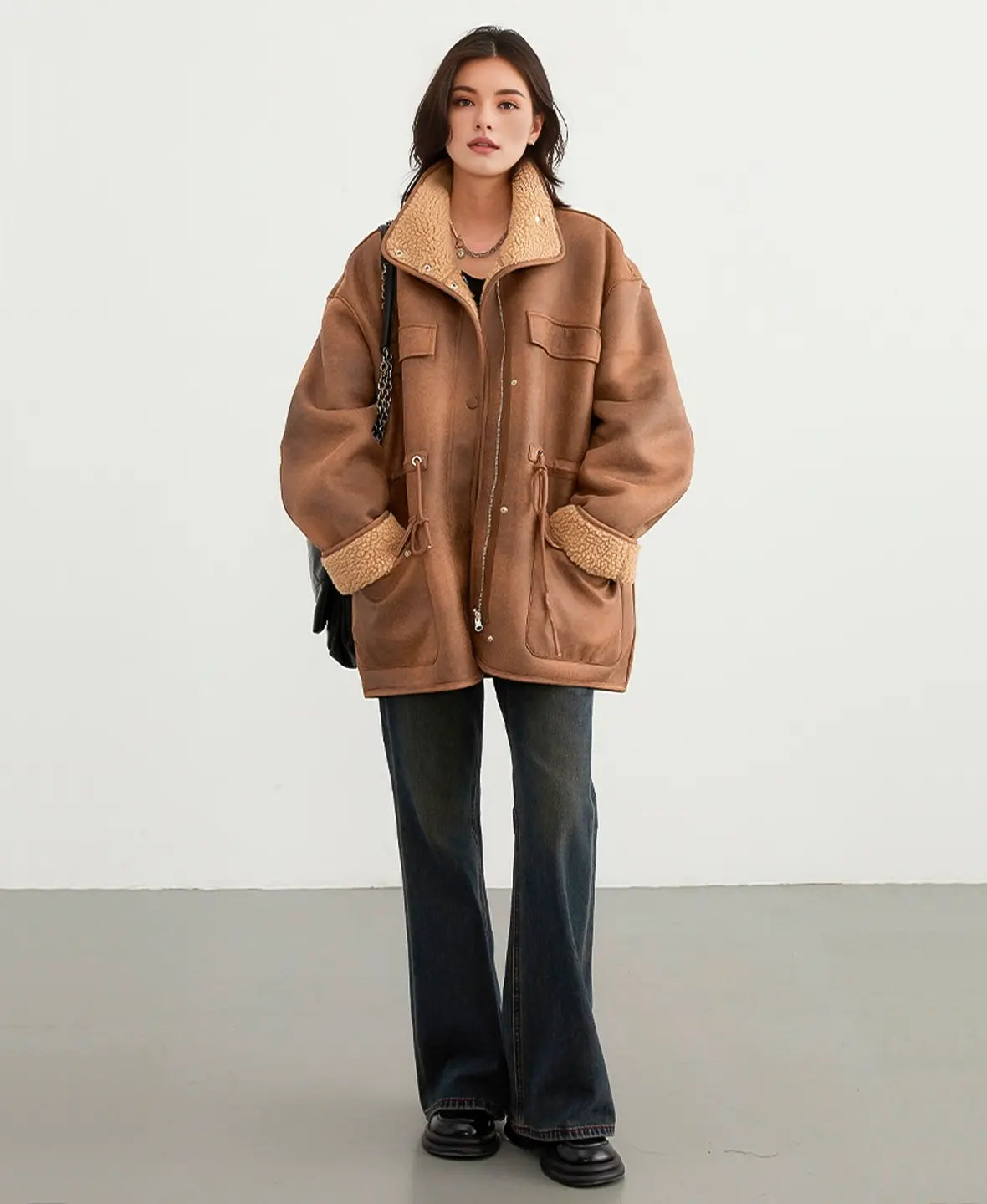 Çift Taraflı Shearling Parka