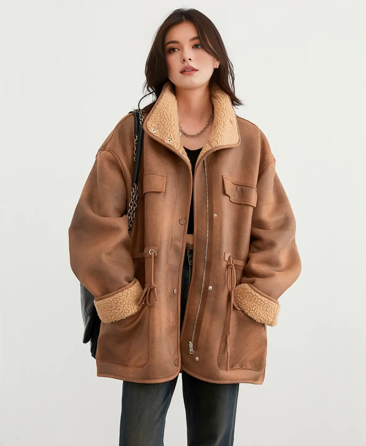 Çift Taraflı Shearling Parka