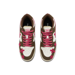 Bellarno kido sneakers in brown, white, and pink with red laces, ideal for athletes