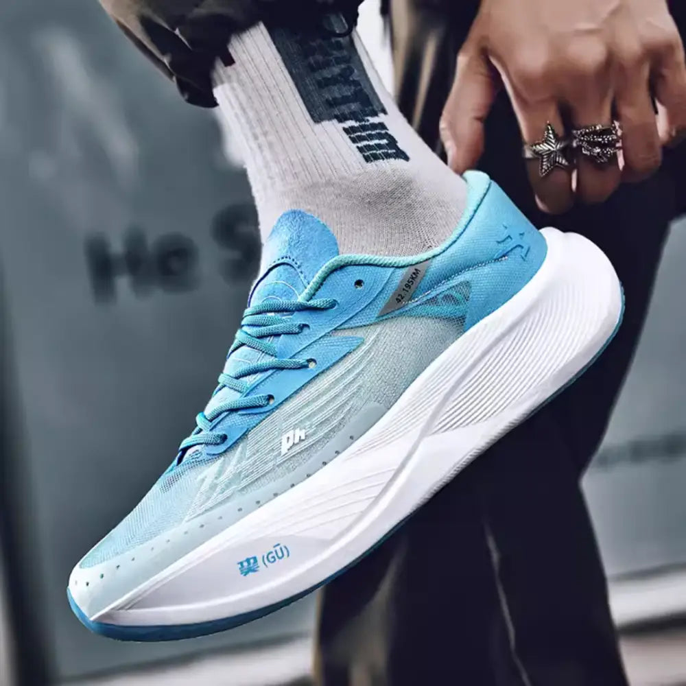 Bianezzi melone unisex sneakers in light blue and white with laces